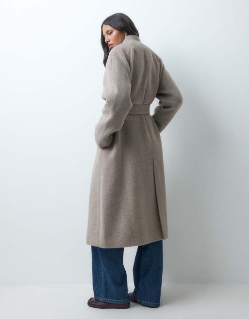 ASOS DESIGN formal longline waterfall coat with wool in oatmeal, 3 of 4