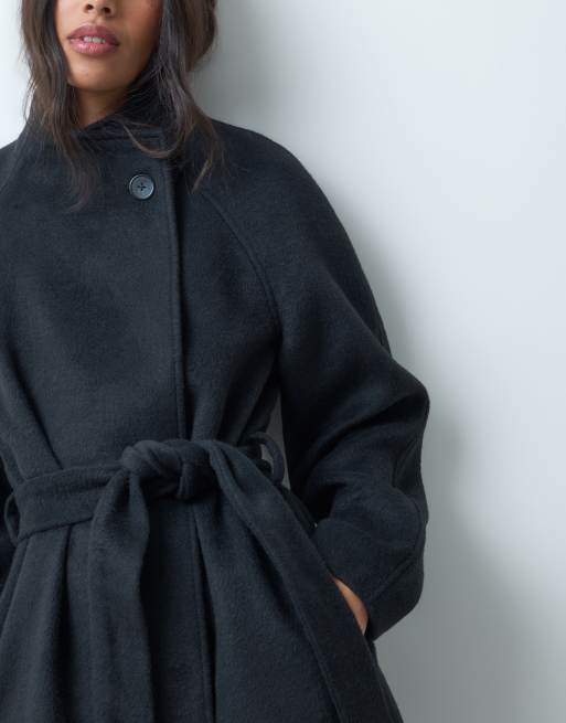 ASOS DESIGN formal longline wool-blend waterfall coat in black, 4 of 4