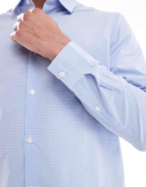 ASOS DESIGN formal plaid regular shirt in blue