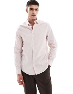 ASOS DESIGN formal plaid regular shirt in pink - view 1