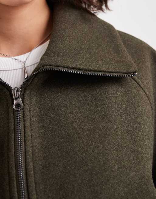 ASOS DESIGN formal pocket detail harrington coat in khaki