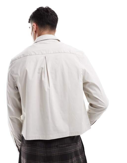 ASOS DESIGN formal poplin regular shirt in stone, 4 of 4