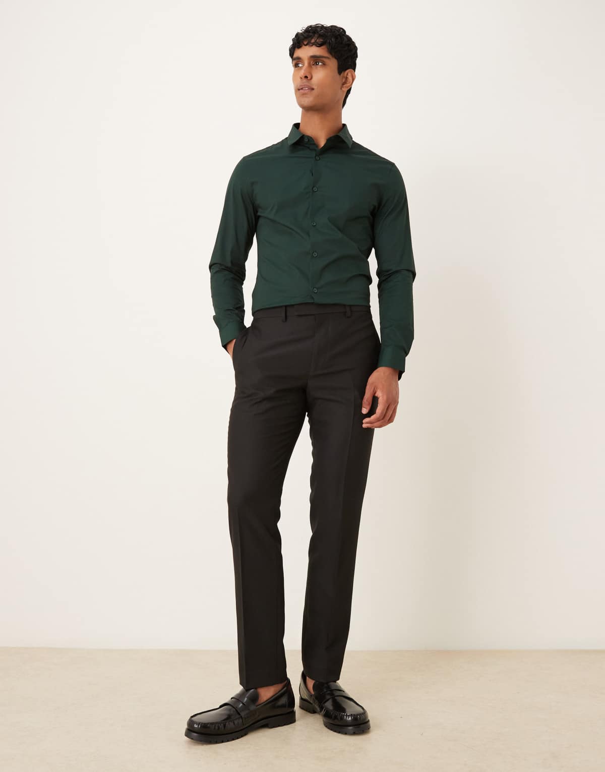 ASOS DESIGN formal regular shirt in pine green