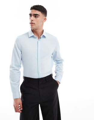 Asos Design Formal Regular Shirt With Concealed Buttons