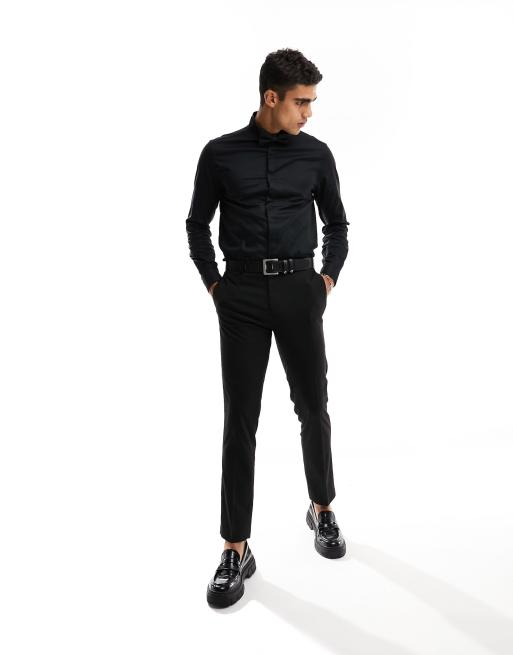 ASOS DESIGN formal royal oxford dress shirt in black, 3 of 4