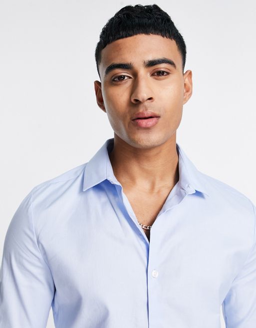 ASOS DESIGN formal skinny fit oxford shirt with double cuff in