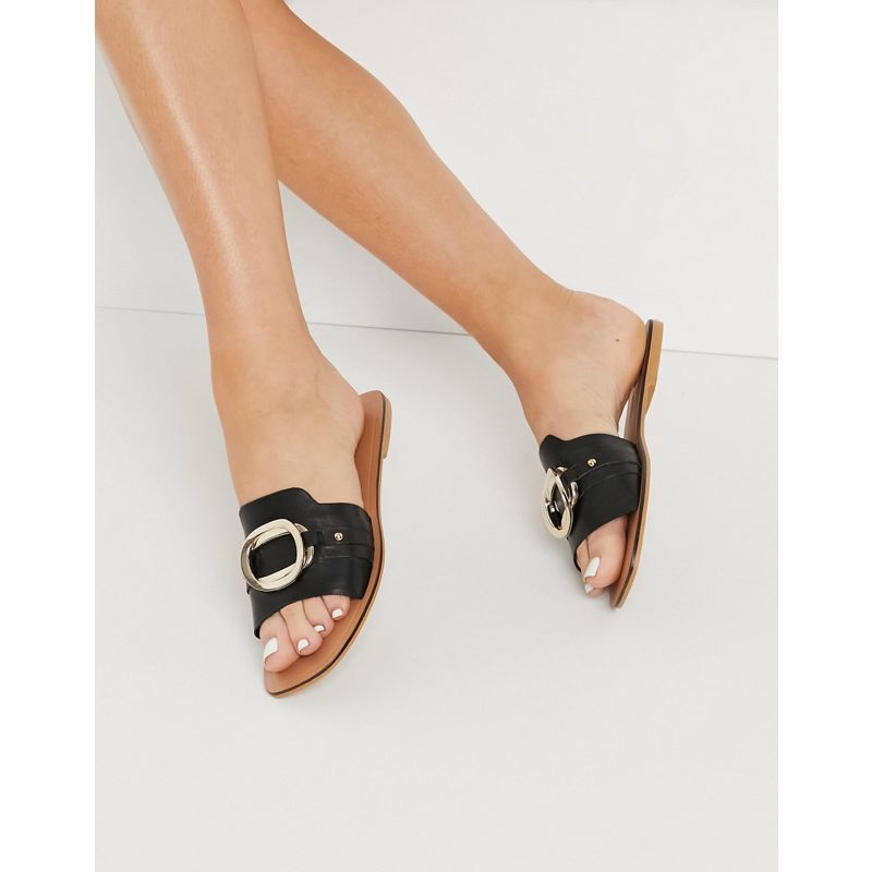 Sandali bassi Scarpe DESIGN - Formal - Sandali in pelle nera con decoro