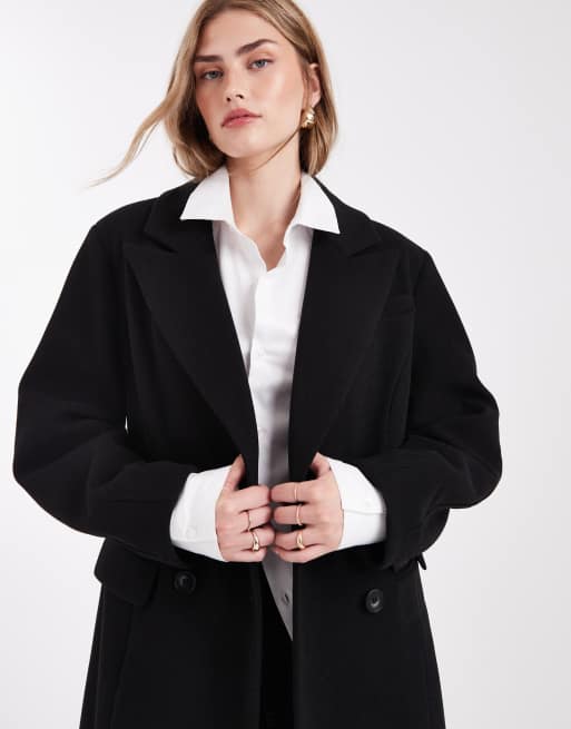 ASOS DESIGN formal sculpted longline coat in black