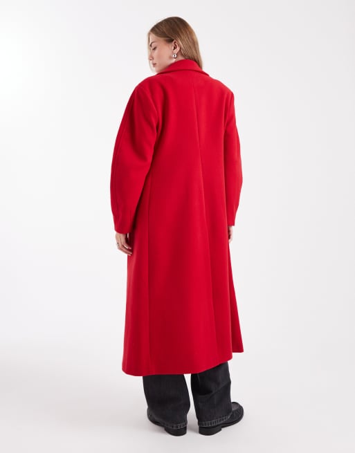 ASOS DESIGN formal sculpted longline coat in red