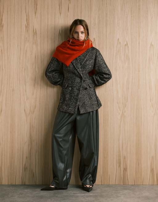 ASOS DESIGN formal sculpted short coat in herringbone
