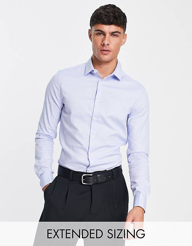 ASOS DESIGN - formal skinny fit oxford shirt with double cuff in blue
