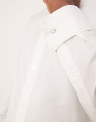 ASOS DESIGN formal skinny fit oxford shirt with double cuff in white