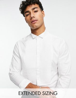 ASOS DESIGN formal slim fit shirt in sateen twill with bib front