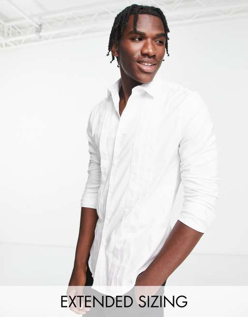 ASOS DESIGN long sleeve fitted shirt in white