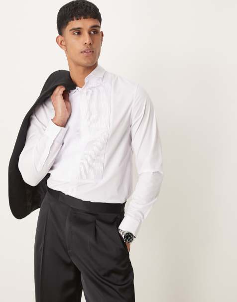 ASOS DESIGN formal slim shirt with bib front in white - view 1