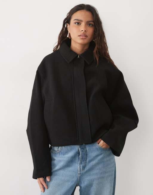 ASOS DESIGN formal top collar cropped jacket in black, 2 of 4