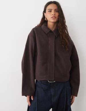 ASOS DESIGN formal top collar cropped jacket in chocolate