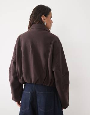 ASOS DESIGN formal top collar cropped jacket in chocolate