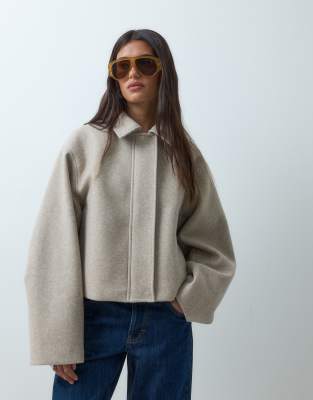 Asos Design Formal Top Collar Cropped Jacket In Gray