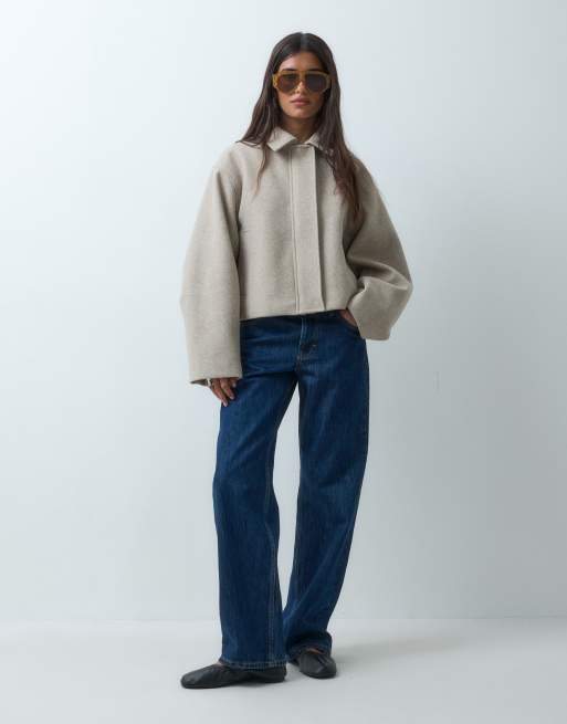 ASOS DESIGN formal top collar cropped jacket in oatmeal, 2 of 4