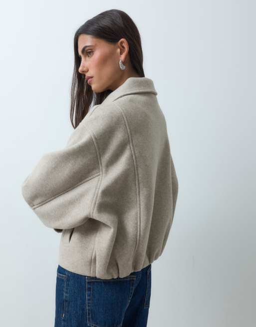 ASOS DESIGN formal top collar cropped jacket in oatmeal, 4 of 4