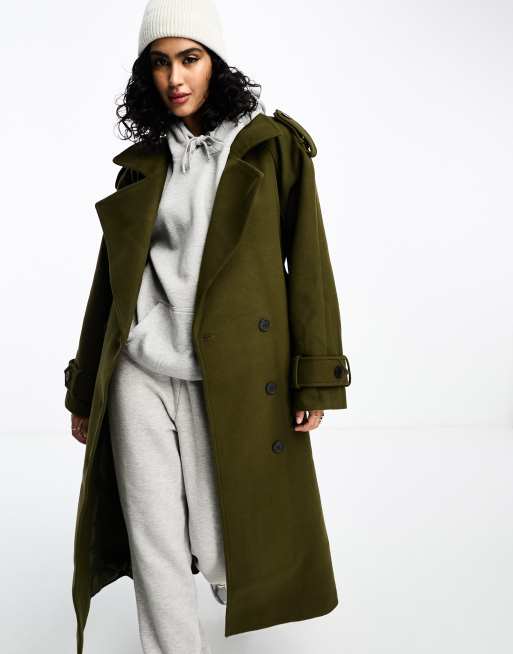 Asos green trench on sale coat