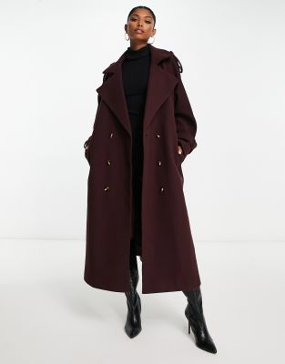 Asos Design Formal Trench Coat In Oxblood-red