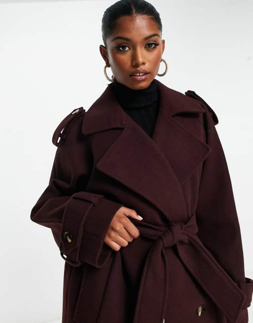 ASOS DESIGN formal trench coat in oxblood