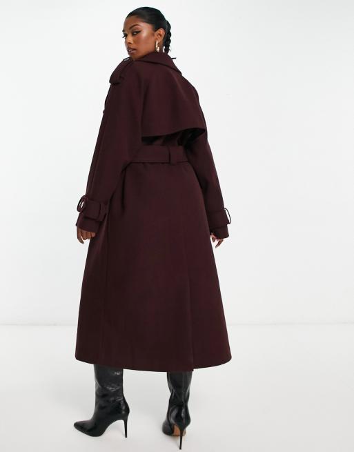 ASOS DESIGN formal trench coat in oxblood, 4 of 4