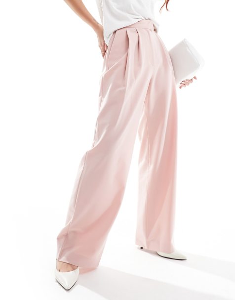 Pale Pink Jersey Wide Leg Joggers