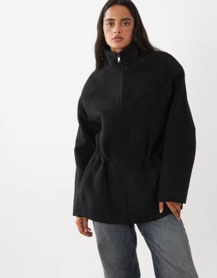 Asos Design Formal Zip Front Harrington Jacket With Wool In Animal Print