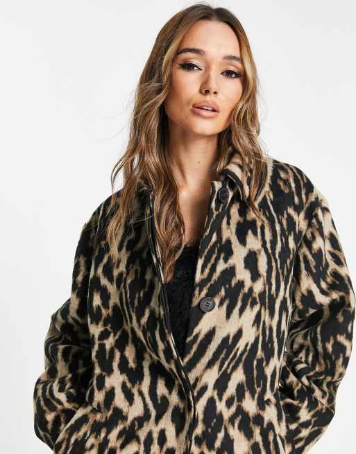 ASOS DESIGN - Formel frakke med dyreprint i uldblanding , 3 af 4