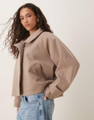 ASOS DESIGN - Formeller Cropped-Cape-Mantel in Pilzbraun-Grau