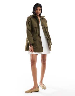 ASOS DESIGN - Formeller Parka in Oliv mit vier Taschen-Grün