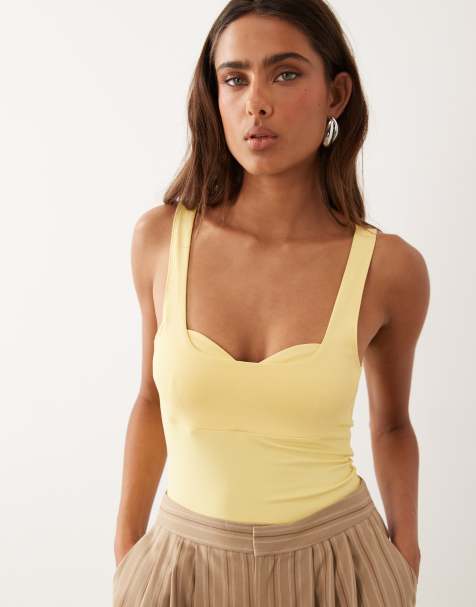 ASOS DESIGN – Formender Body aus Polyamid in Zitronengelb - view 1