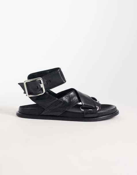 ASOS DESIGN – Forrest – Czarne skórzane sandały premium z wkładką - view 1