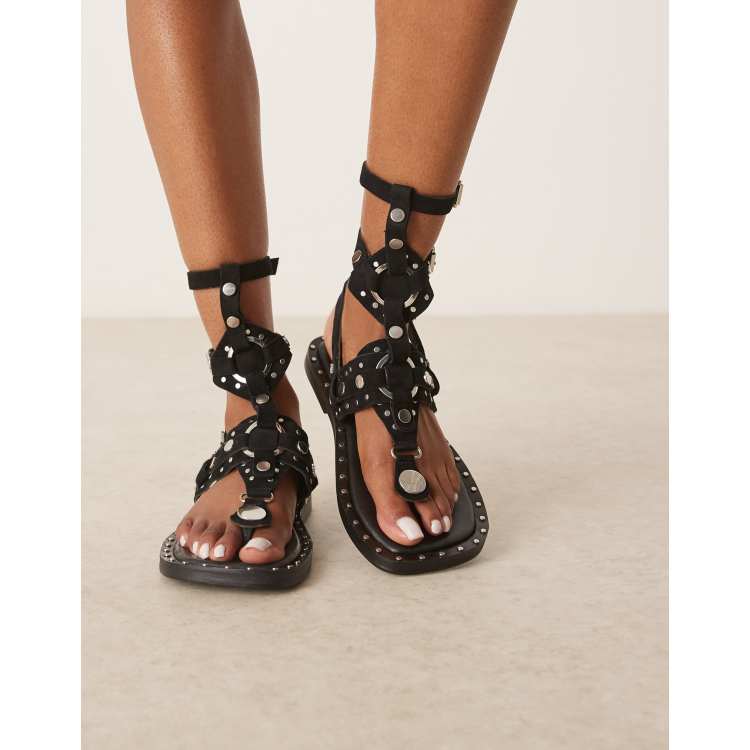 ASOS DESIGN Fort leather gladiator sandals in black suede | ASOS display picture 2