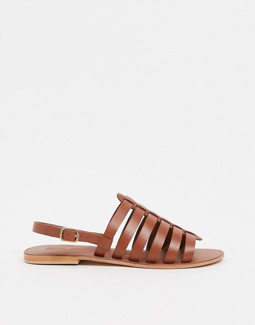 ASOS DESIGN Fort leather gladiator sandals in tan