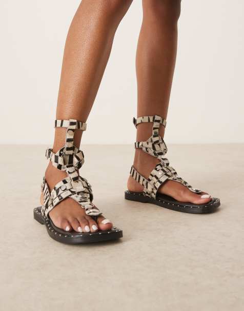 ASOS DESIGN - Fort - Sandales style spartiates en cuir - Zébrures effet poils - view 1
