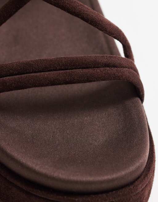 ASOS DESIGN Fortitude strappy flatform sandals in chocolate