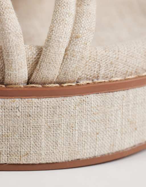 ASOS DESIGN Fortitude strappy flatform sandals in natural linen, 4 of 4
