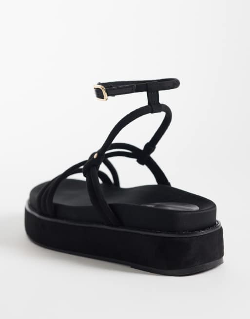 ASOS DESIGN – Fortitude – Svarta flatform-sandaler med remmar, 4 av 4
