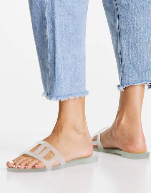 Clear flat hot sale mules