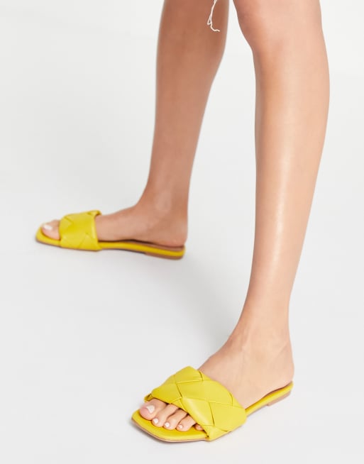 ASOS DESIGN - Forty - Geweven platte sandalen in geel, 4 van 4