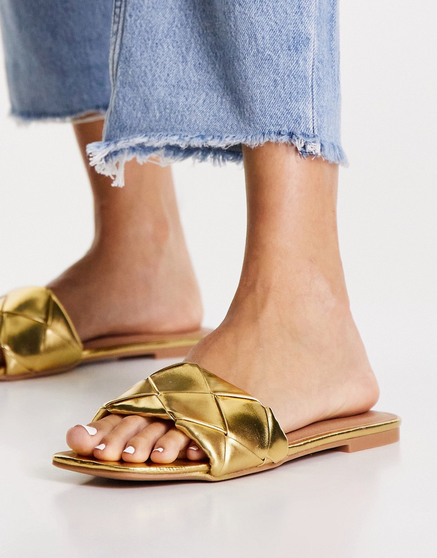 ASOS DESIGN Forty woven flat sandals in gold