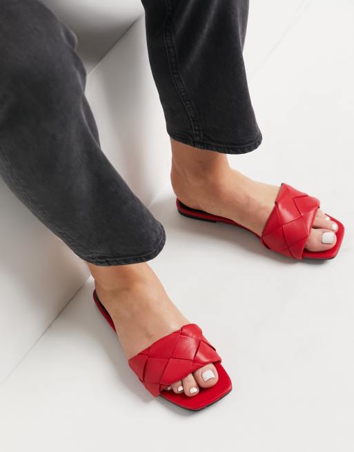 ASOS DESIGN Forty woven flat sandals in red