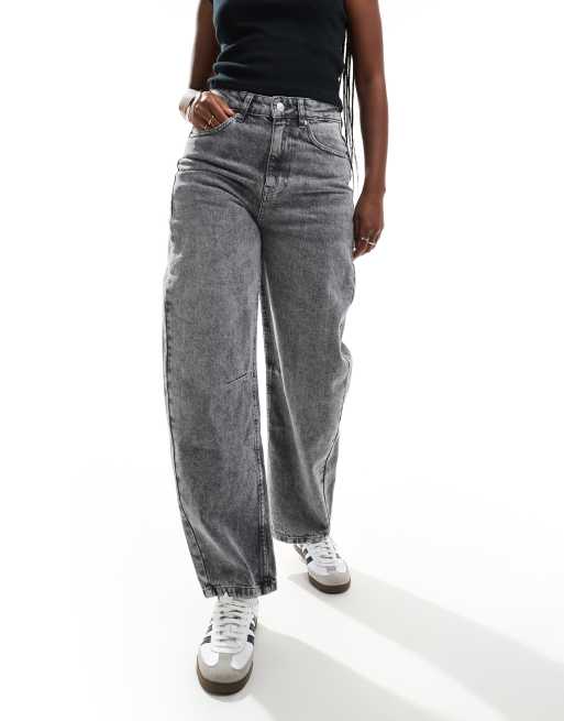ASOS DESIGN - Forvaskede grå jeans med tøndeformede ben og justering i taljen