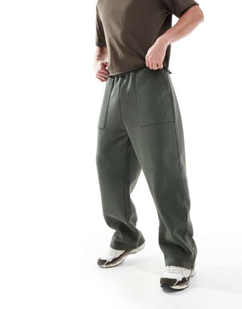 ASOS DESIGN - Forvaskede grønne joggingbukser med brede ben og lommedetaljer - view 1
