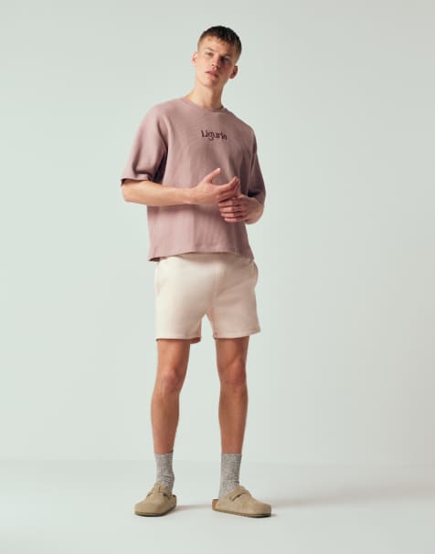 ASOS DESIGN - Forvaskede lyserøde korte jerseyshorts i Slim Fit - view 1