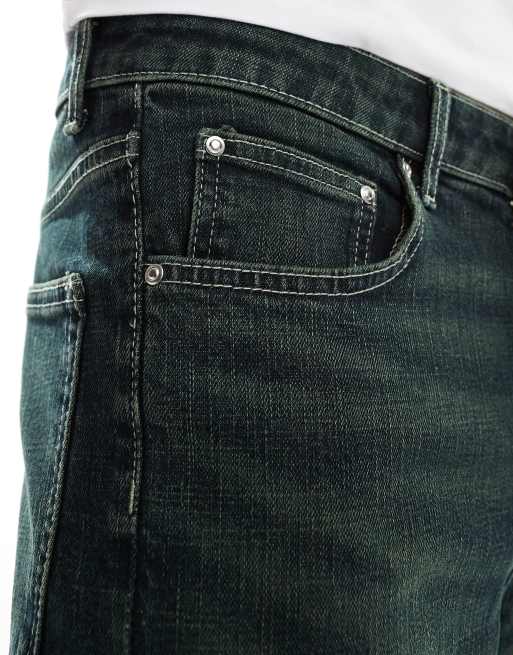 ASOS DESIGN - Forvaskede og sorte slim jeans med grøn skylning, 4 af 5